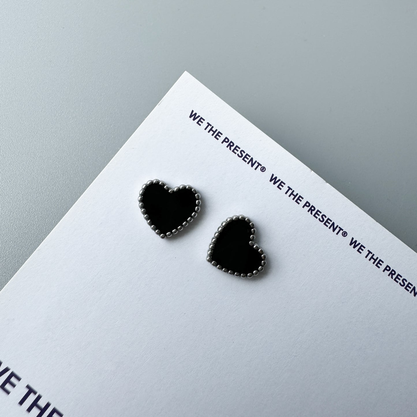 Heart Black Stud Earrings