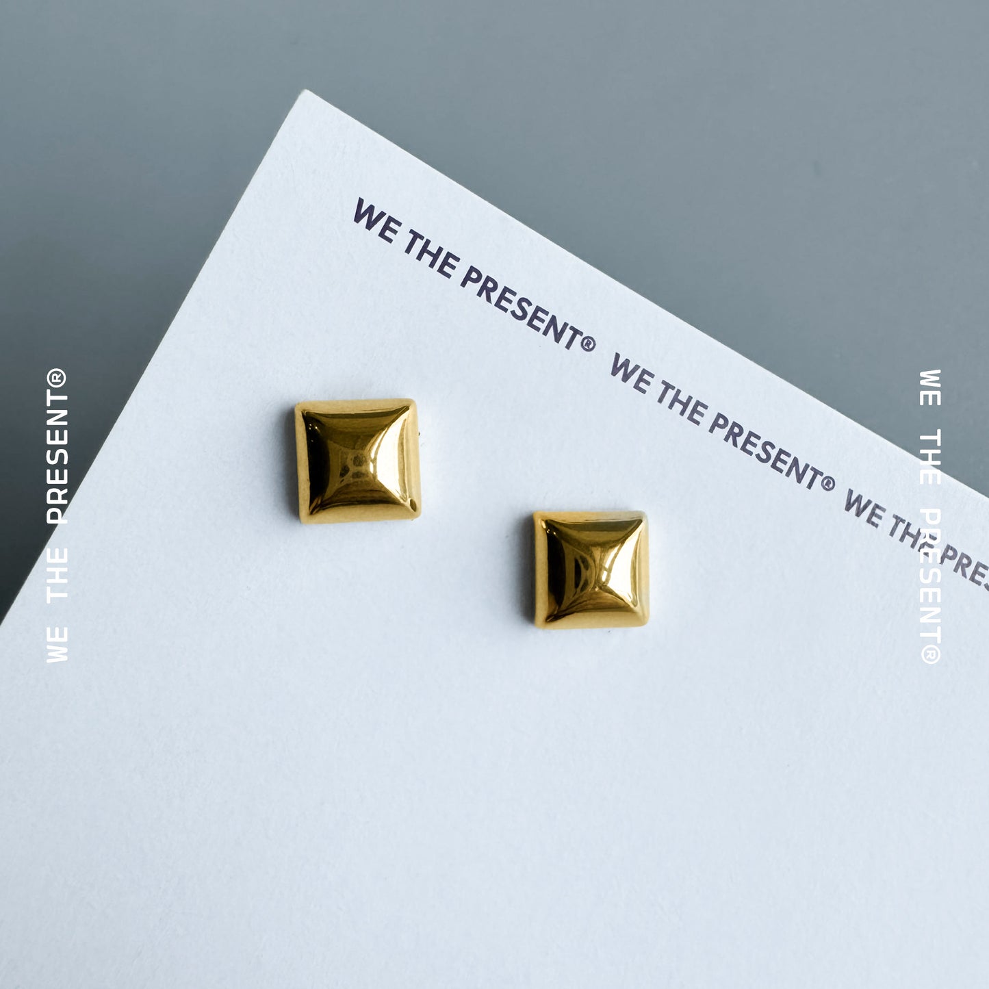 Square Gold Solid Stud Earrings