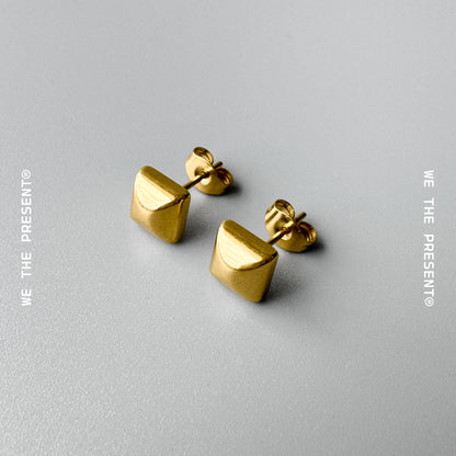 Square Gold Solid Stud Earrings