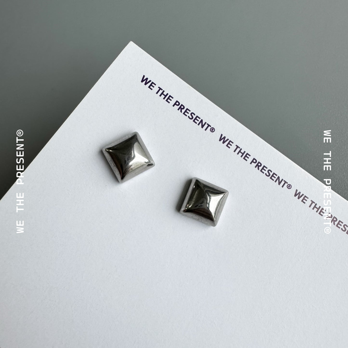 Square Solid Silver Stud Earing