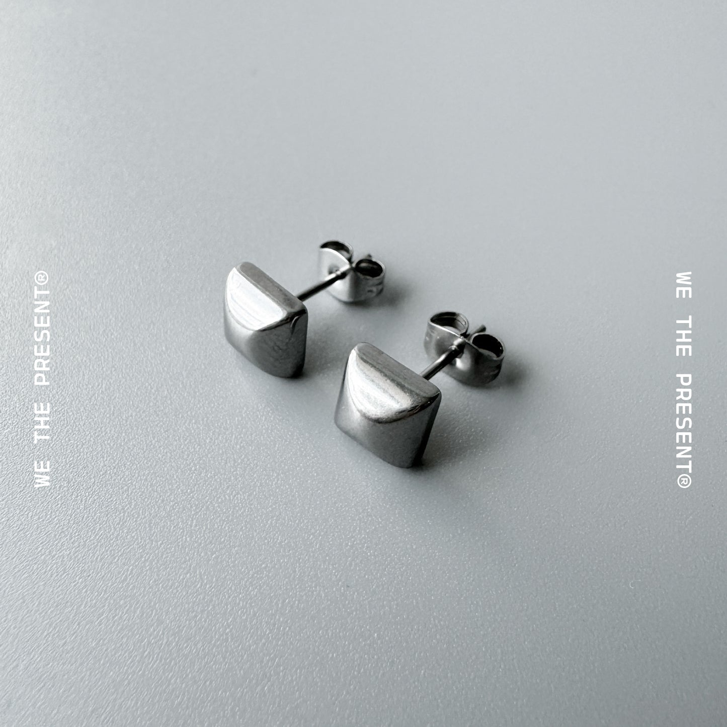 Square Solid Silver Stud Earing