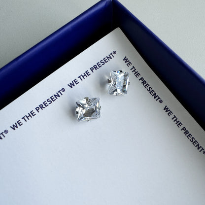 Ice Moissanite Rhombus 6mm Stud Earrings