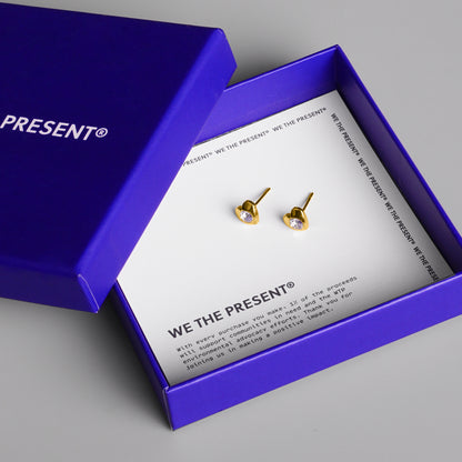 We The Present Yara Cubic Zirconia 14k Gold Vermeil Stud Earrings